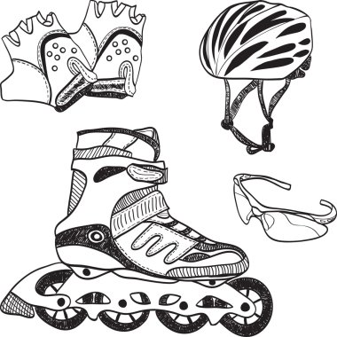 Roller skating equipment - doodle syle clipart