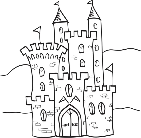 Pohádkový hrad království kreslený styl — Stockový vektor