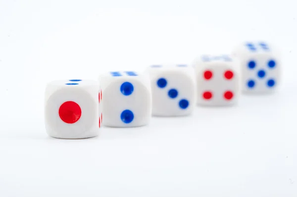Dice with blue and red — Stock Photo, Image