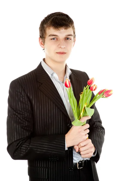 stock image Businessman offering tulip