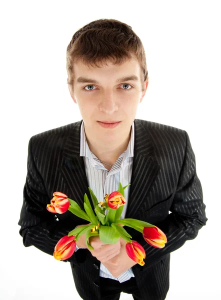 stock image Businessman offering tulip