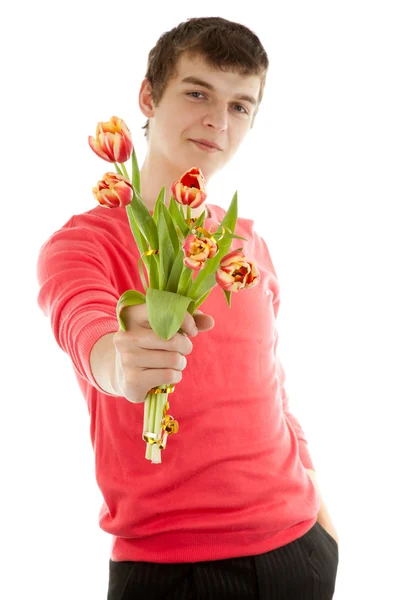 Mann mit Blumen — Stockfoto