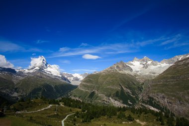 Matterhorn (4478m), geniş bir görüş rothorn, zermatt, İsviçre