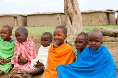 A group of lovely kenyan children clipart