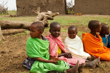 A group of lovely kenyan children clipart