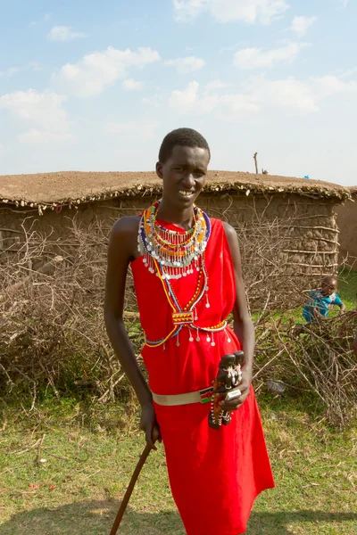 Кенийский юноша из племени Масаи Стоковое Фото