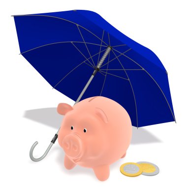 Piggy bank onder de paraplu