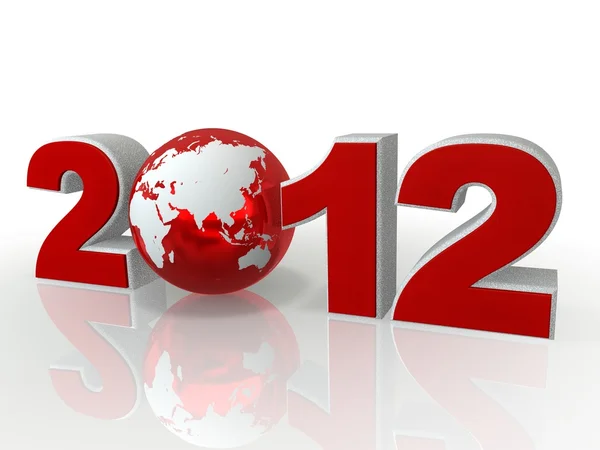 Красные цифры 2012 года с планетой — стоковое фото