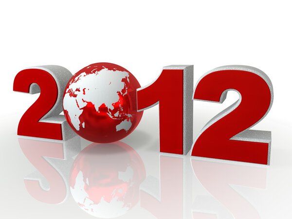 Красные цифры 2012 года с планетой
