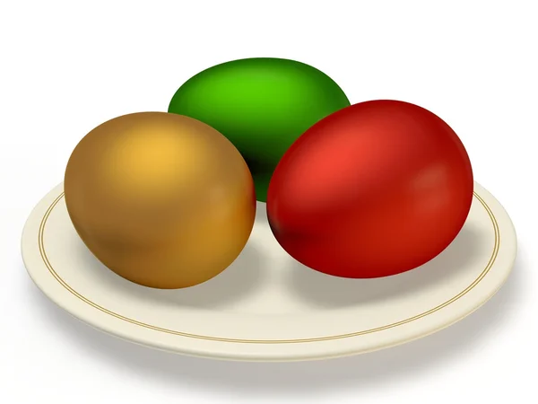 Easter eggs on a plate — Stock Photo, Image