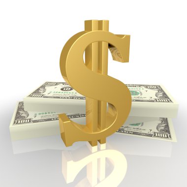 The dollar sign, and wads of money clipart