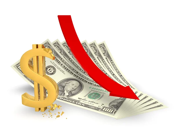 stock image The depreciation of the dollar