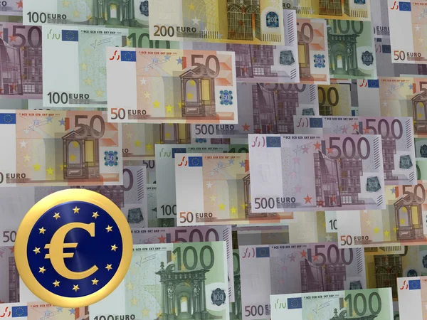Przycisk banknotów euro przed — Zdjęcie stockowe