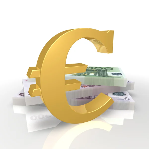 Symbol des Euro und der Banknoten — Stockfoto
