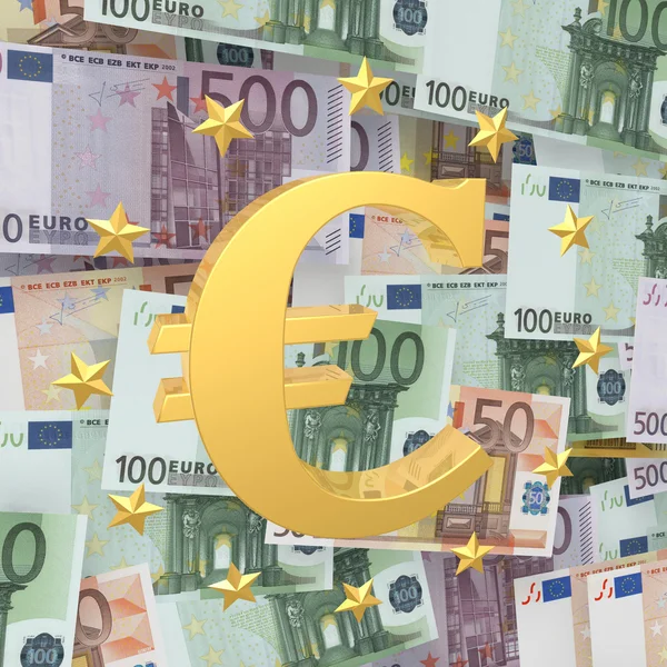 Znak eura proti říznutí — Stock fotografie