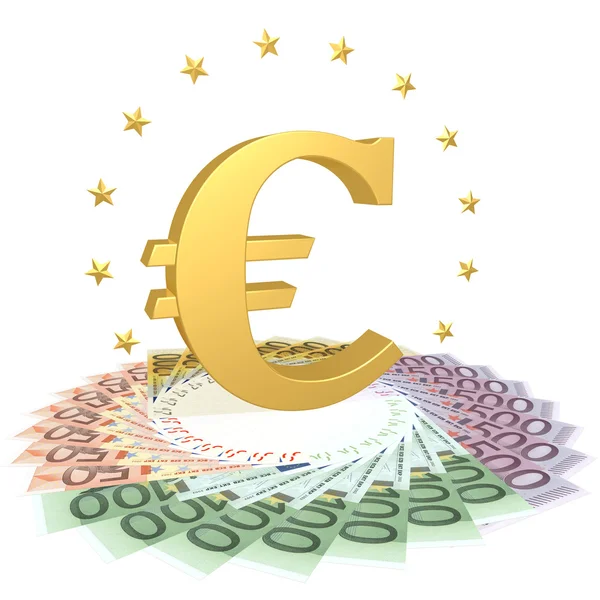Symbol eura na účty — Stock fotografie