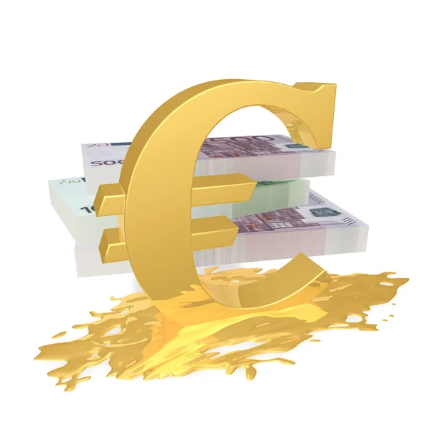 Euro símbolo en un charco — Foto de Stock