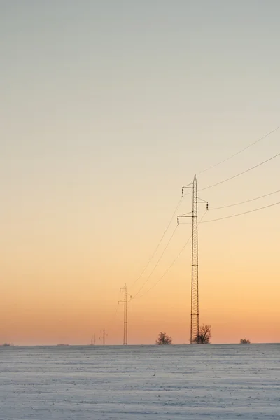 stock image High Voltage Electricity Pylons in the Sunset