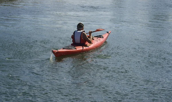 stock image Middle-aged man in Kayak