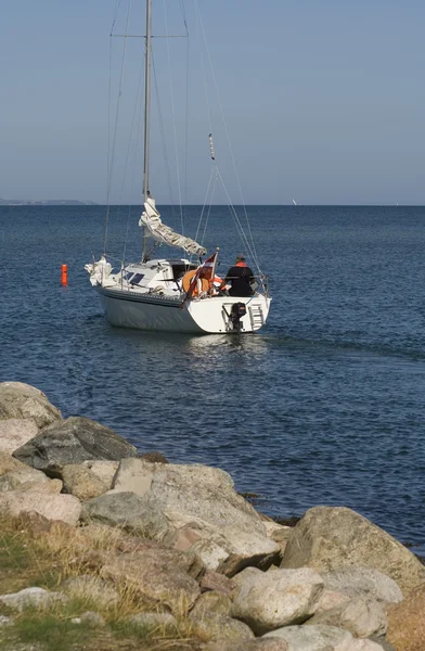 Sailing Boat Passing Buoy — Stock Photo, Image