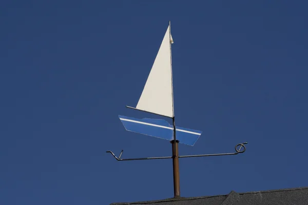 Weather Vane - Blue Boat — Stock Photo, Image