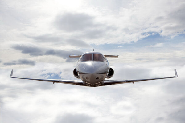 Private jet flying