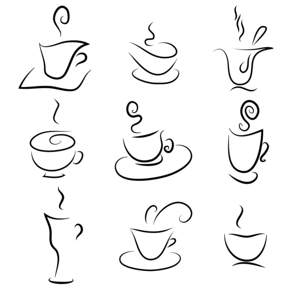 コーヒーと紅茶のデザイン要素 — ストックベクタ