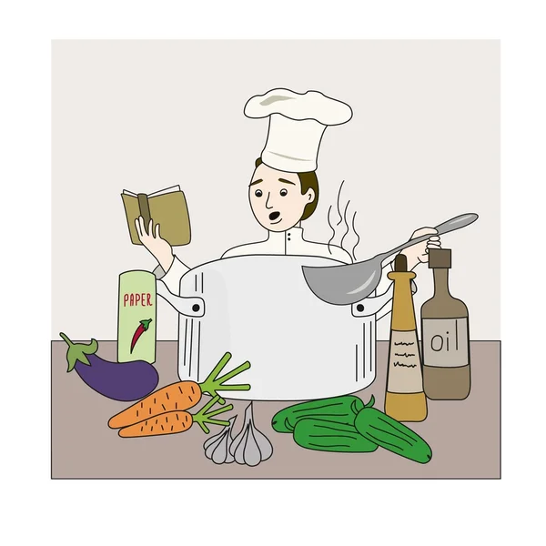 El cocinero en la cocina — Archivo Imágenes Vectoriales