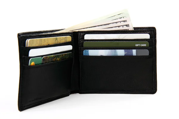 stock image Full wallet with money and gift cards