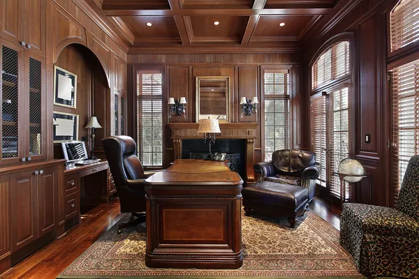 Library in luxury home Stock Picture