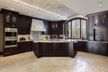 Large kitchen in luxury home clipart