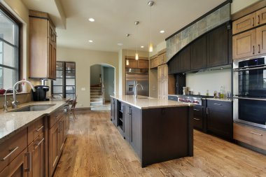 Kitchen with large center island clipart