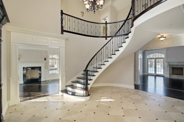 Foyer with spiral staircase clipart