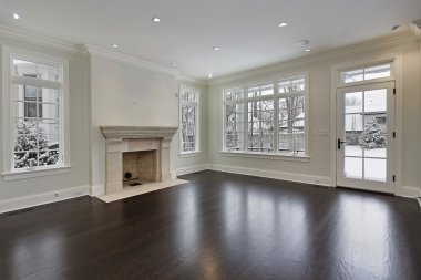 Family room with fireplace clipart