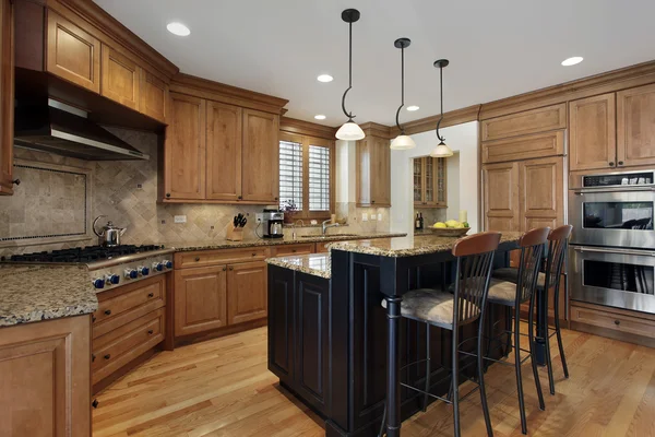 Luxury kitchen with granite island — Stock Photo, Image