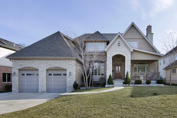 stock image Home in winter with arched entry