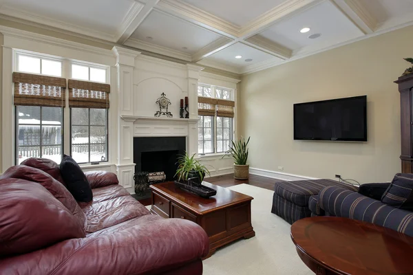 Family room with fireplace — Stock Photo, Image