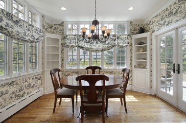 Breakfast room with wall of windows clipart