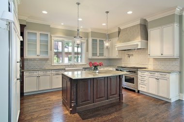 Kitchen with granite island clipart