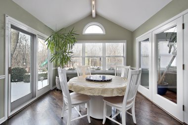 Eating area with doors to patio clipart