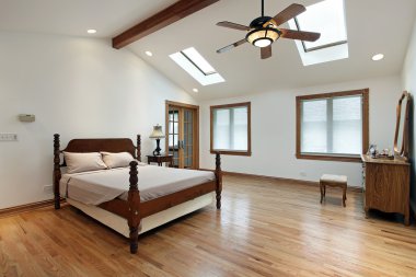 Master bedroom with skylights clipart