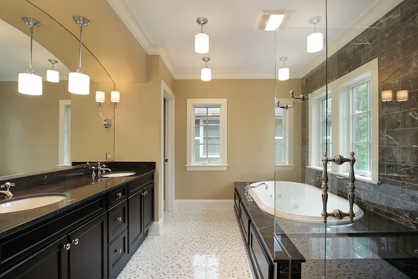 Master bath with glass shower — Stock Photo, Image