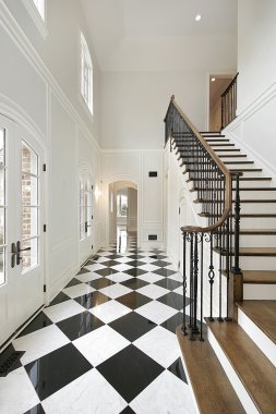 Foyer with checkerboard floor clipart