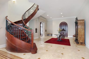 Foyer with circular staircase clipart