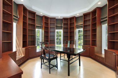 Library in new construction home clipart