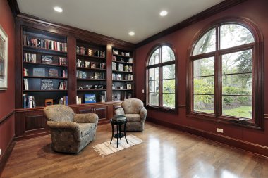 Library in luxury home clipart