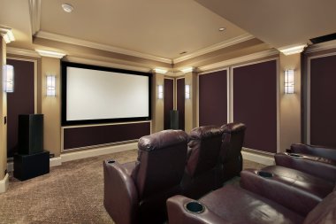 Theater room with lounge chairs clipart