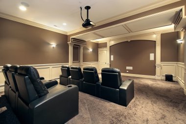 Home theater with stadium seating clipart