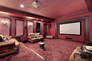 Large theater in luxury home clipart