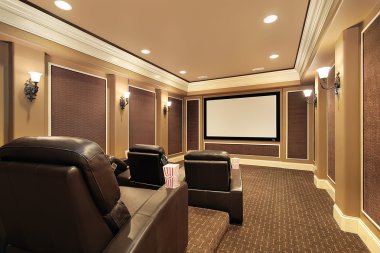 Home theater in upscale house clipart